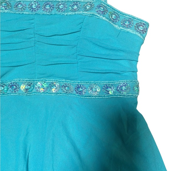 Blue Y2K Sequin Chiffon Cami Babydoll Top Medium - Picture 4 of 6